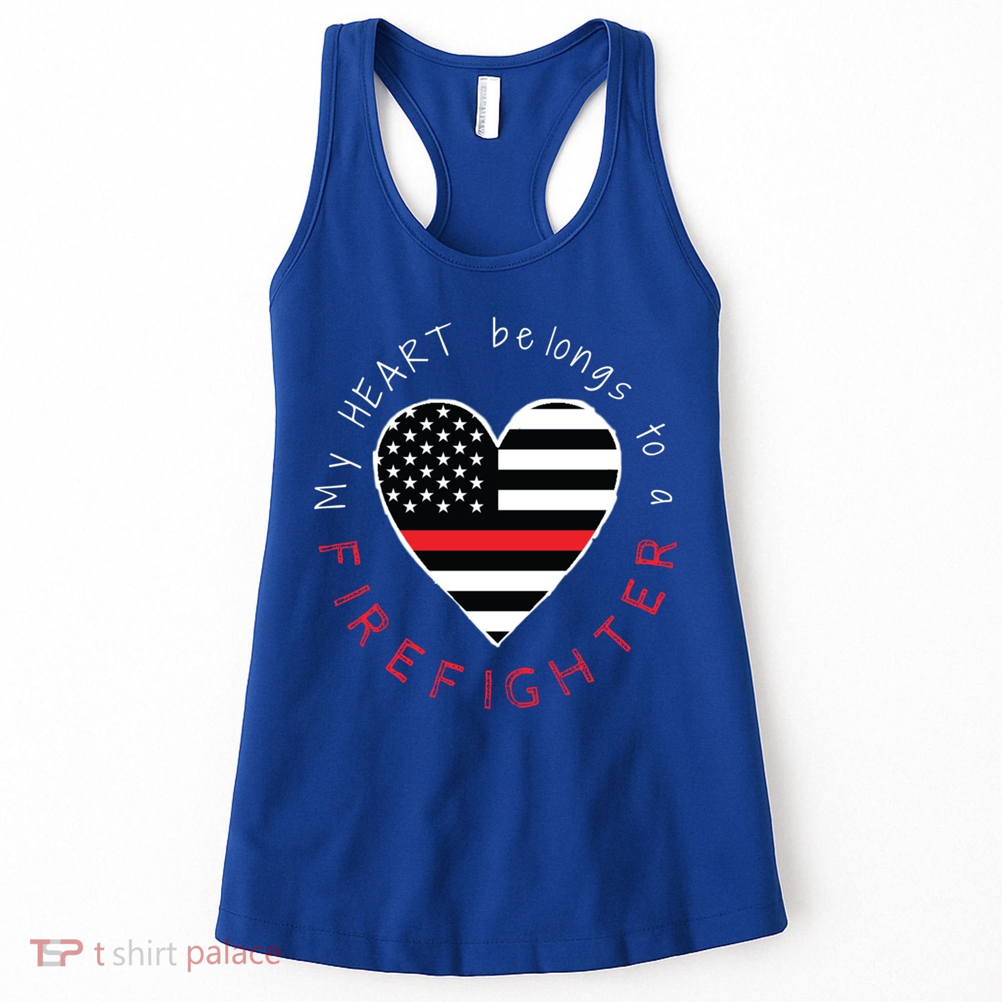 Firefighter Wife Girlfriend Thin Red Line Heart Flag Fire Gift Women's Tank Top