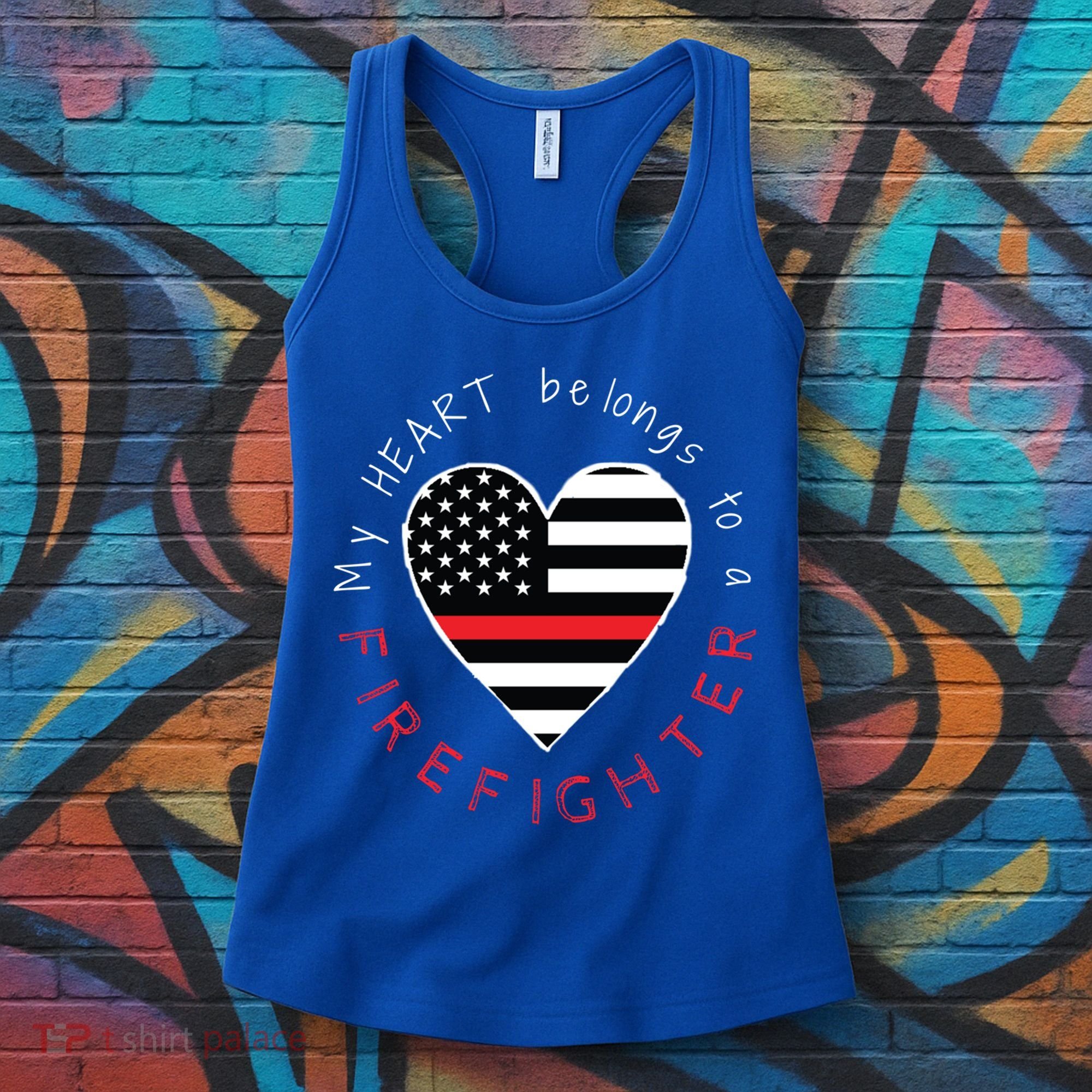 Firefighter Wife Girlfriend Thin Red Line Heart Flag Fire Gift Women's Tank Top