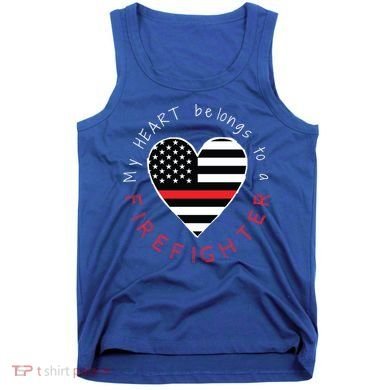 Firefighter Wife Girlfriend Thin Red Line Heart Flag Fire Gift Tank Top