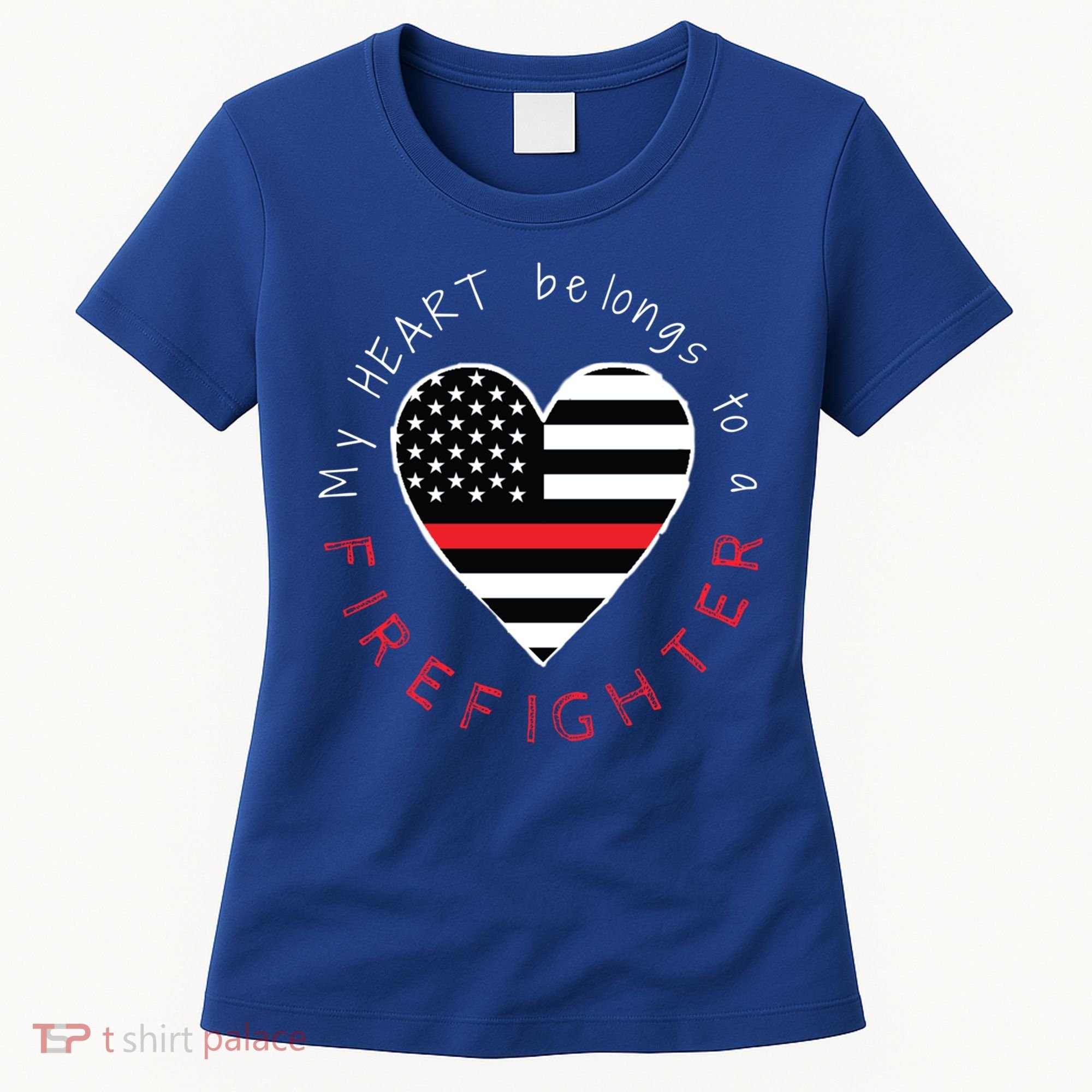 Firefighter Wife Girlfriend Thin Red Line Heart Flag Fire Gift Women's T-Shirt