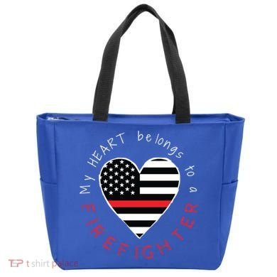 Firefighter Wife Girlfriend Thin Red Line Heart Flag Fire Gift Tote Bag