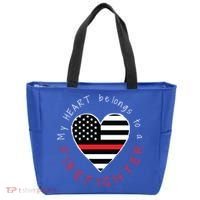 Firefighter Wife Girlfriend Thin Red Line Heart Flag Fire Gift Tote Bag thumb 0