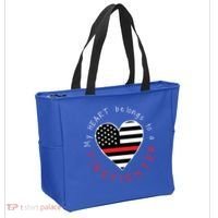 Firefighter Wife Girlfriend Thin Red Line Heart Flag Fire Gift Tote Bag thumb 2