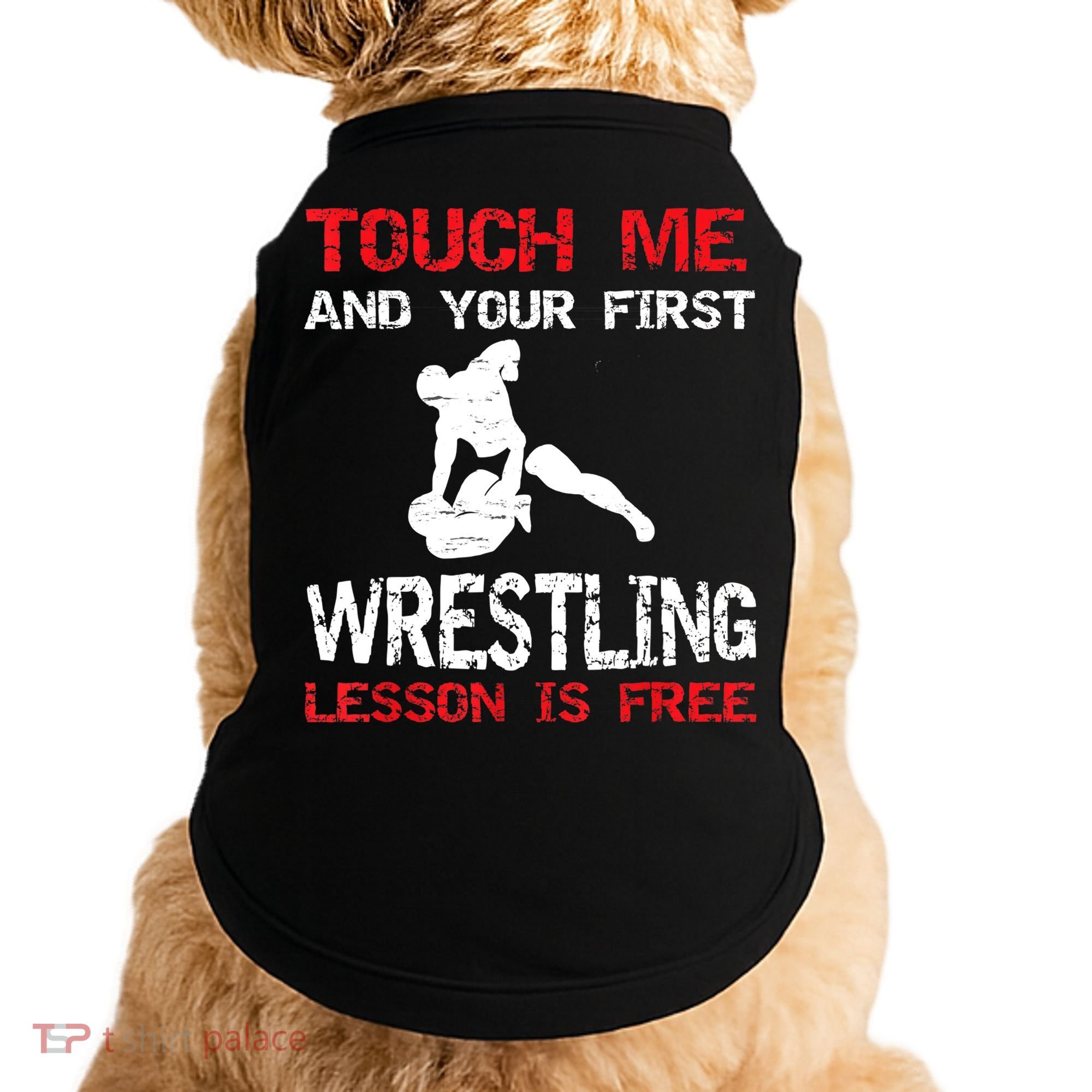 Funny Wrestling Gift First Lesson Is Free Wrestler Gift Doggie Tank