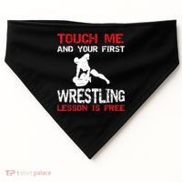 Funny Wrestling Gift First Lesson Is Free Wrestler Gift USA-Made Doggie Bandana thumb 0