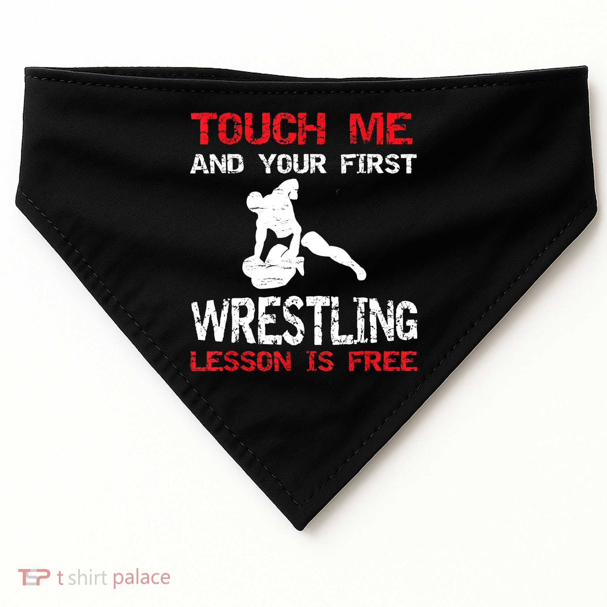 Funny Wrestling Gift First Lesson Is Free Wrestler Gift USA-Made Doggie Bandana