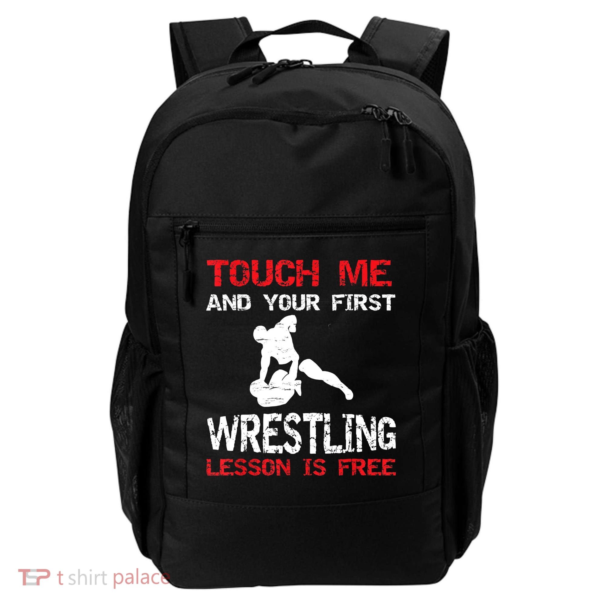 Funny Wrestling Gift First Lesson Is Free Wrestler Gift Backpack