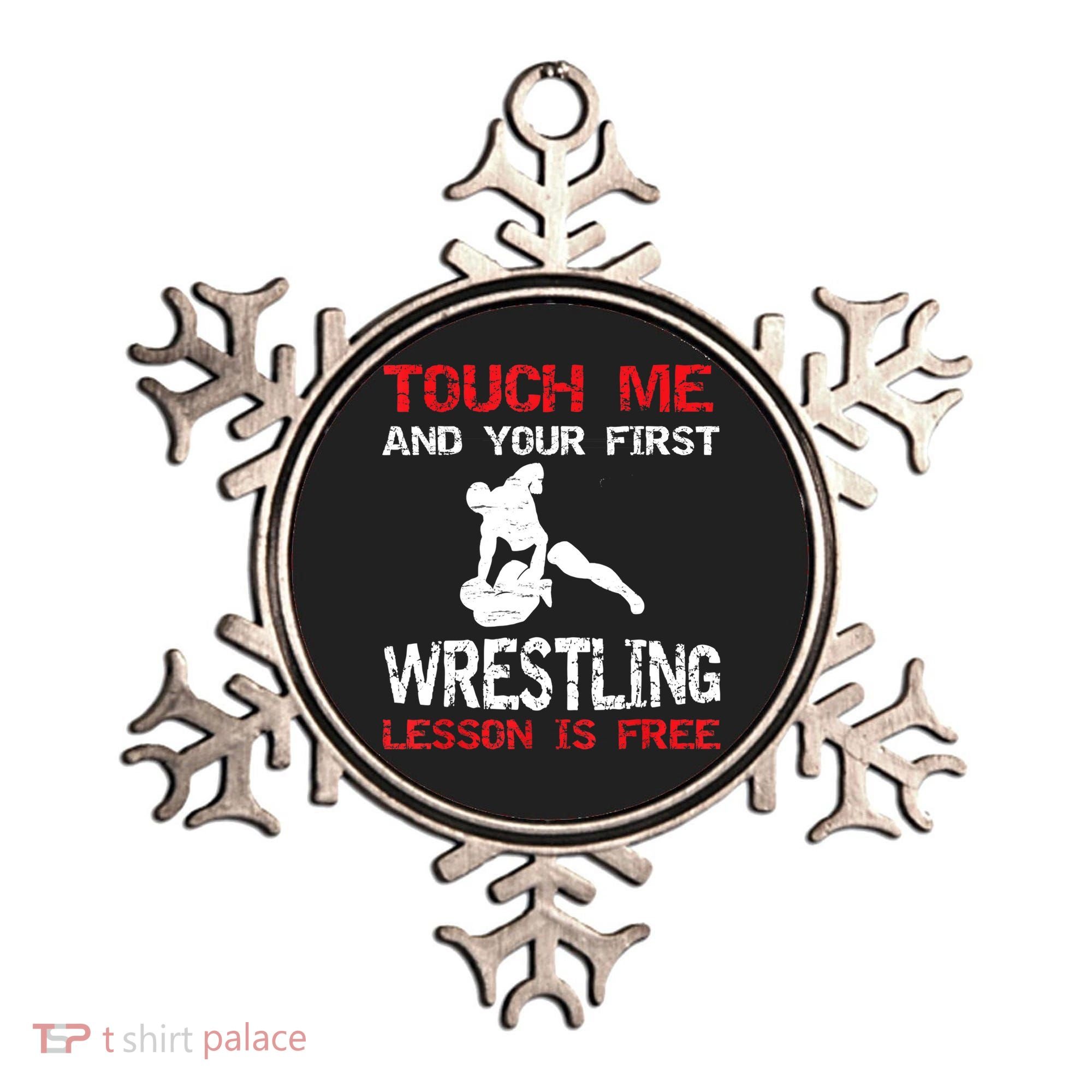 Funny Wrestling Gift First Lesson Is Free Wrestler Gift Ornament