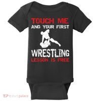 Funny Wrestling Gift First Lesson Is Free Wrestler Gift Baby Bodysuit thumb 0