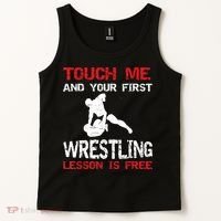 Funny Wrestling Gift First Lesson Is Free Wrestler Gift Tank Top thumb 2