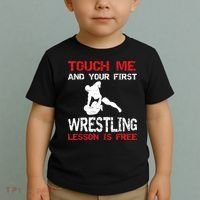 Funny Wrestling Gift First Lesson Is Free Wrestler Gift Toddler T-Shirt thumb 2