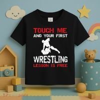Funny Wrestling Gift First Lesson Is Free Wrestler Gift Toddler T-Shirt thumb 3