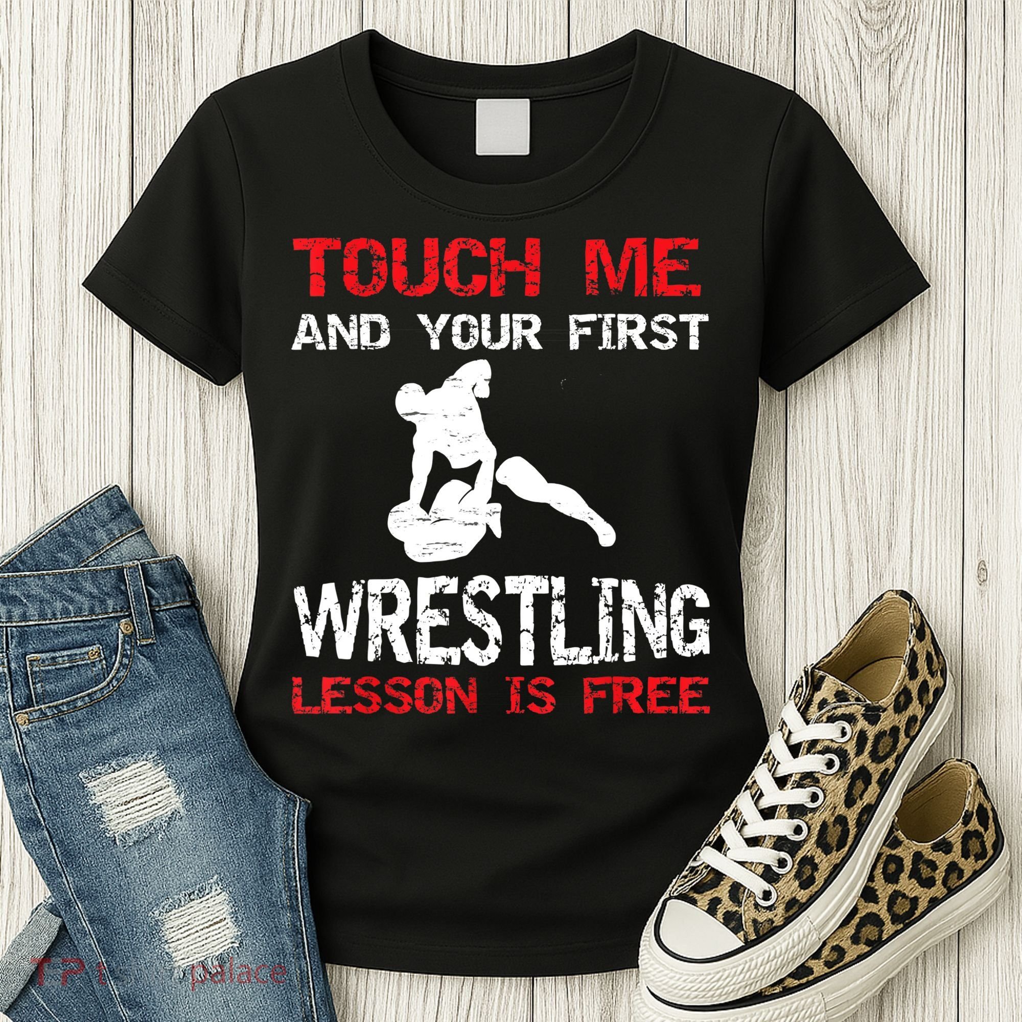 Funny Wrestling Gift First Lesson Is Free Wrestler Gift Women's T-Shirt