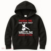 Funny Wrestling Gift First Lesson Is Free Wrestler Gift Kids Hoodie thumb 0
