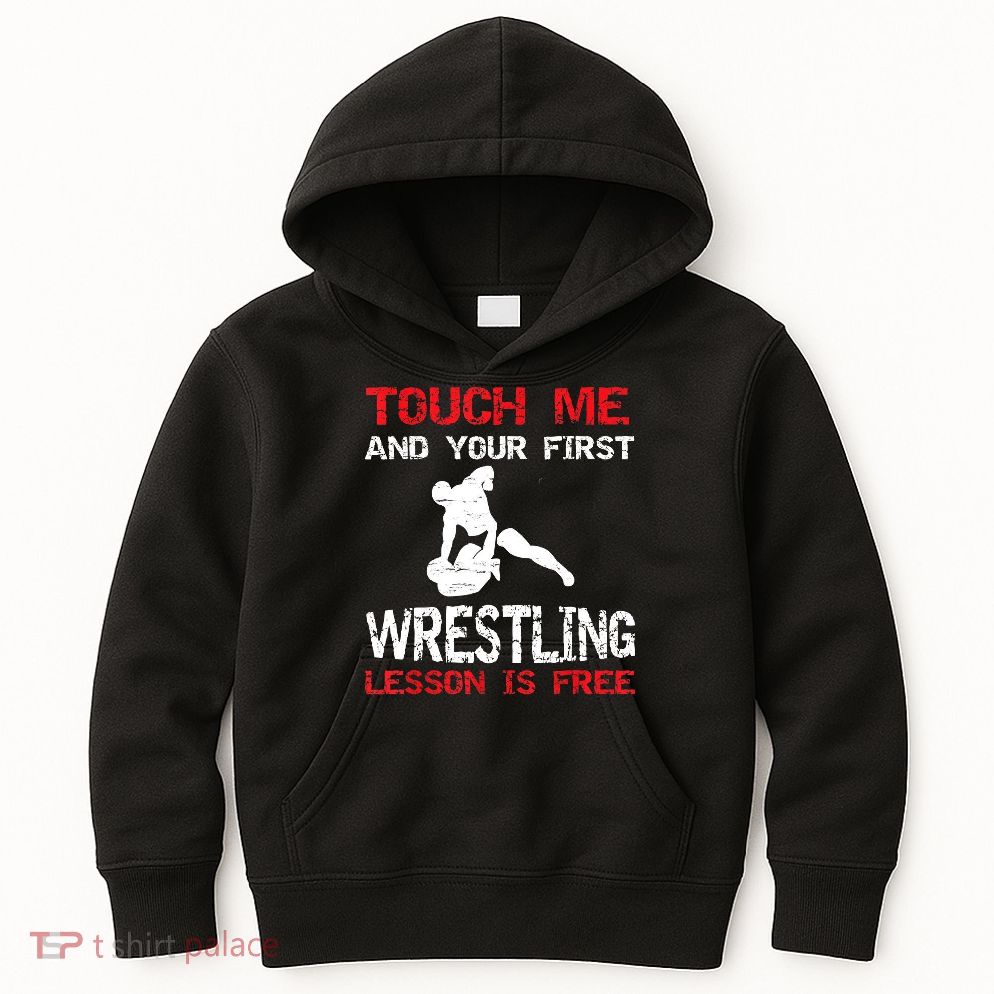 Funny Wrestling Gift First Lesson Is Free Wrestler Gift Kids Hoodie