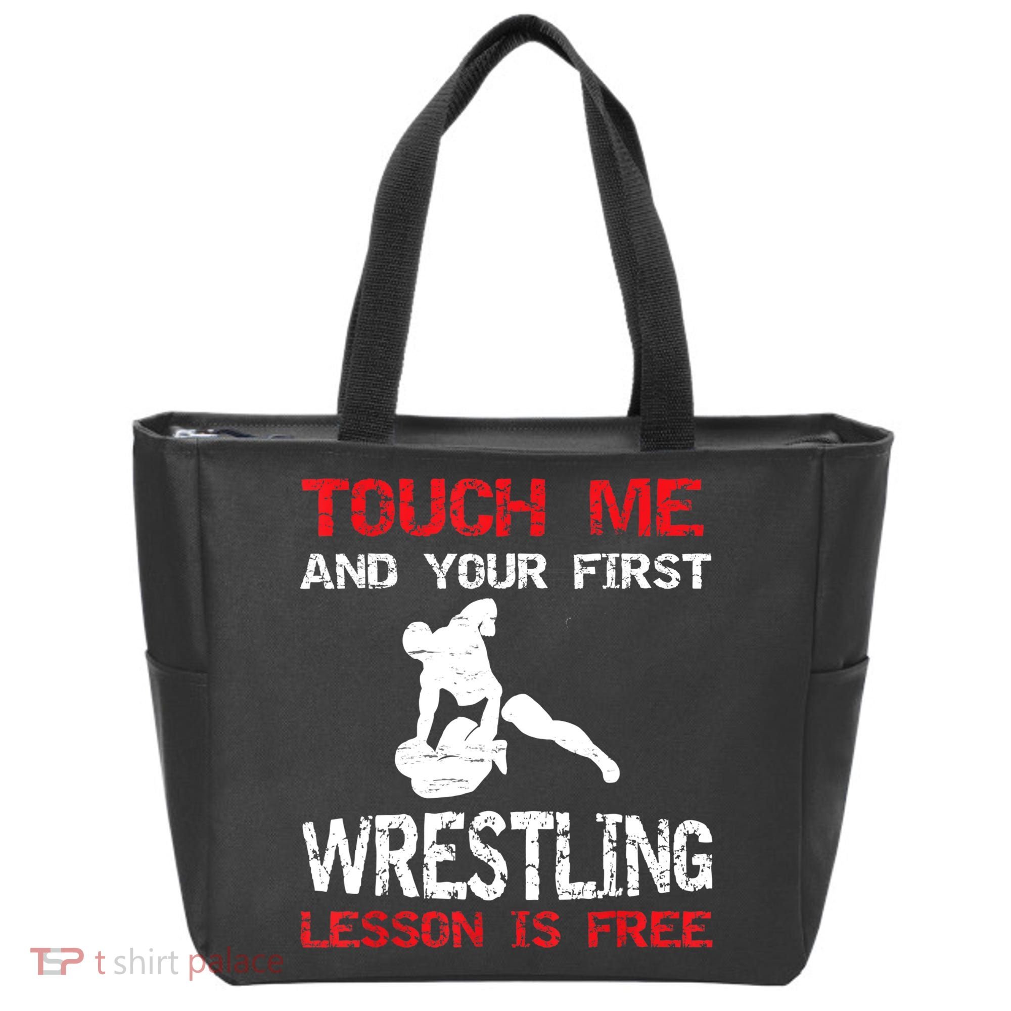 Funny Wrestling Gift First Lesson Is Free Wrestler Gift Tote Bag