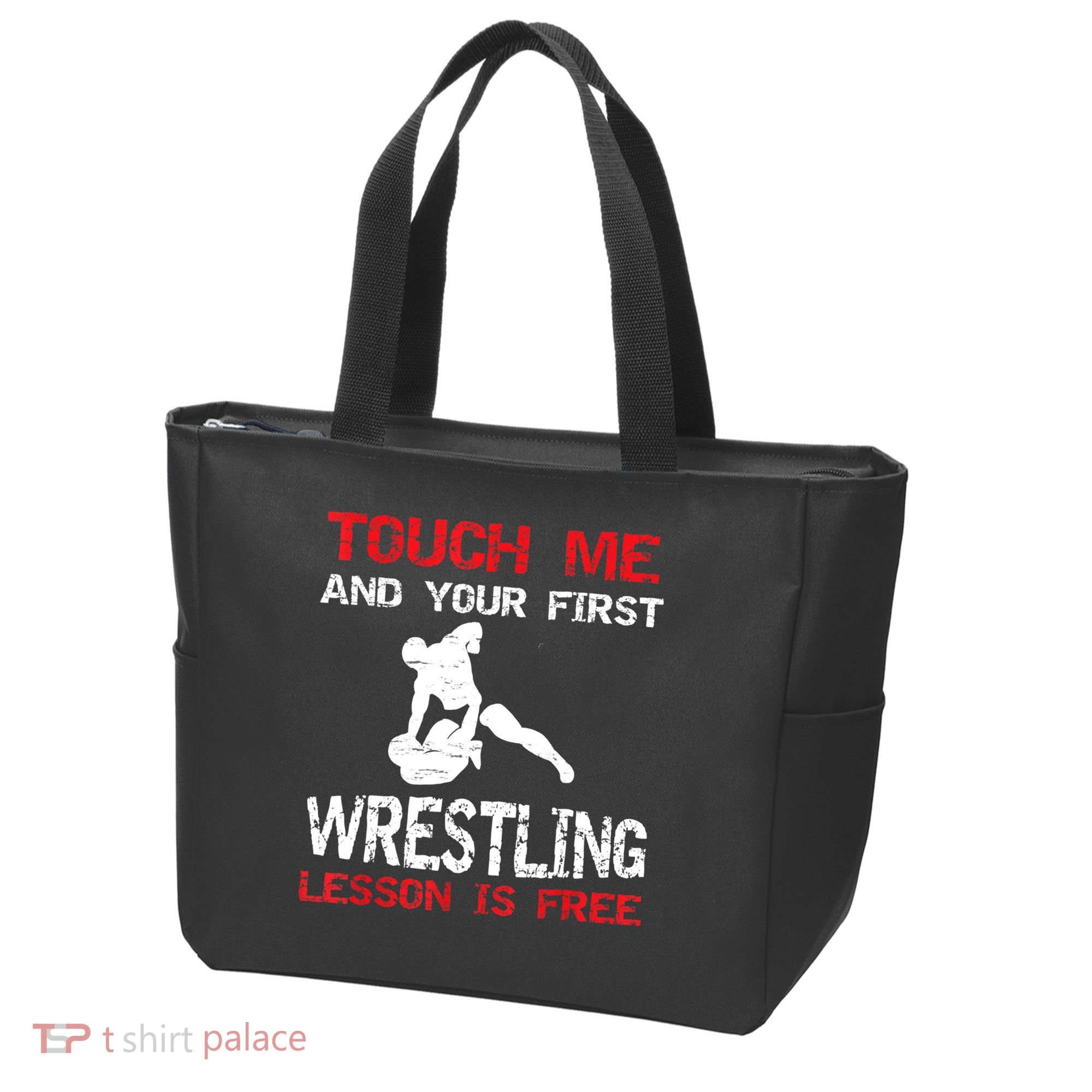 Funny Wrestling Gift First Lesson Is Free Wrestler Gift Tote Bag