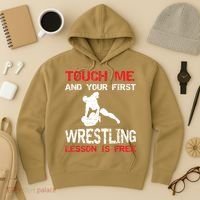 Funny Wrestling Gift First Lesson Is Free Wrestler Gift Hoodie thumb 3