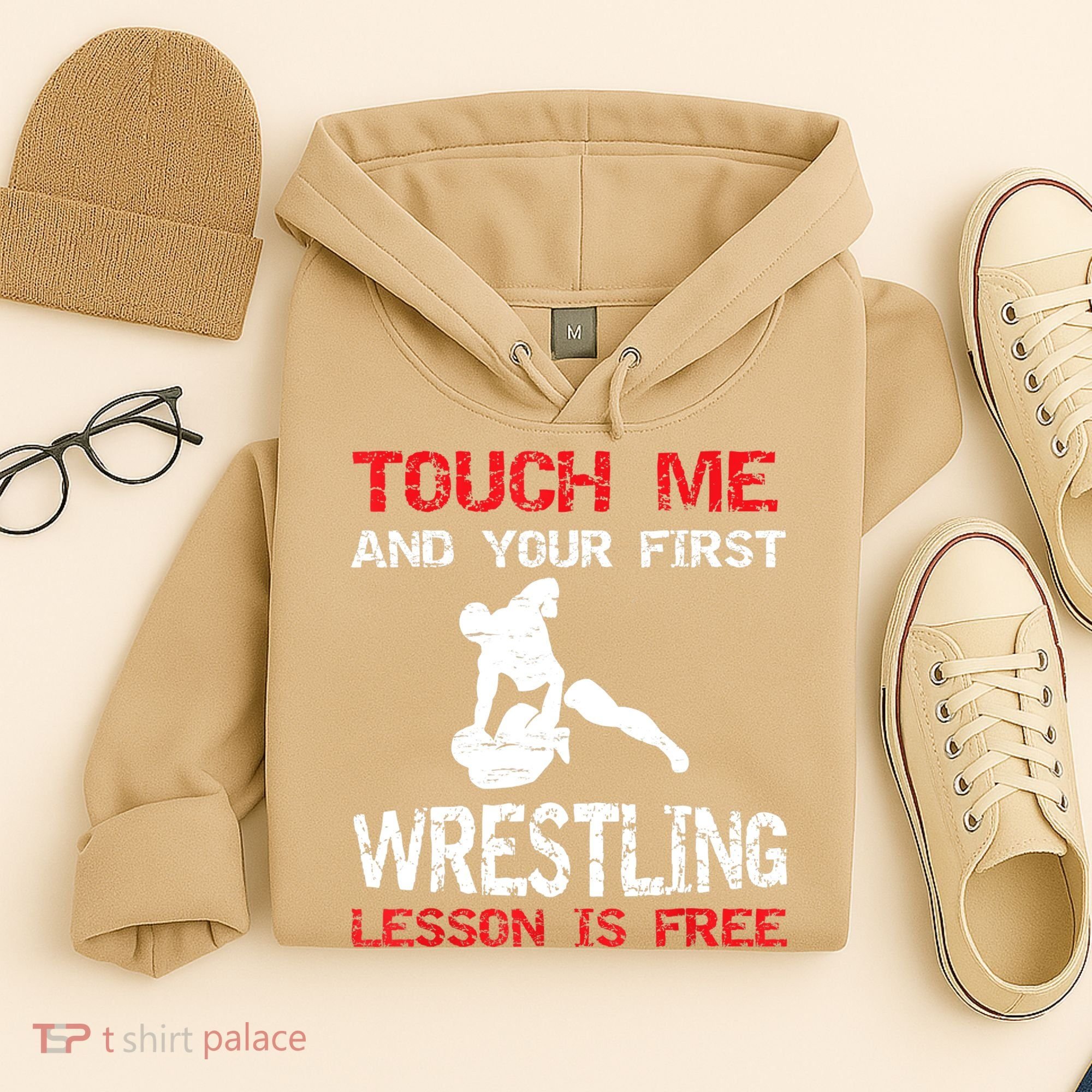 Funny Wrestling Gift First Lesson Is Free Wrestler Gift Hoodie
