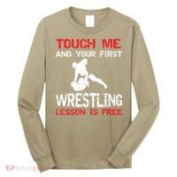 Funny Wrestling Gift First Lesson Is Free Wrestler Gift Long Sleeve Shirt thumb 0