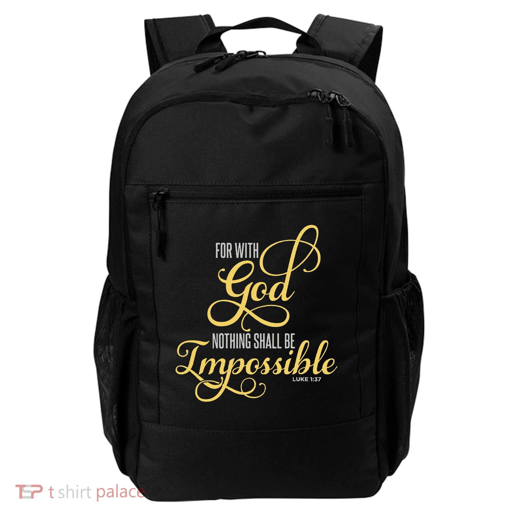 For With God Nothing Shall Be Impossible Luke 137 Christian Backpack