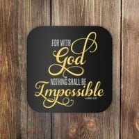 For With God Nothing Shall Be Impossible Luke 137 Christian Coaster thumb 0