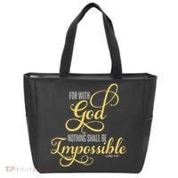 For With God Nothing Shall Be Impossible Luke 137 Christian Tote Bag thumb 0