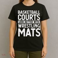 Funny Wrestler Gag Basketball Courts Look Better Wrestling T-Shirt thumb 4