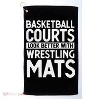 Funny Wrestler Gag Basketball Courts Look Better Wrestling Golf Towel thumb 0