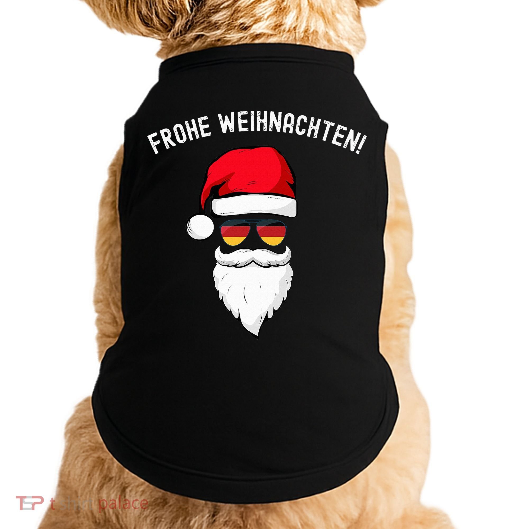 Frohe Weihnachten! German Santa Hat Germany Flag Sunglasses Doggie Tank