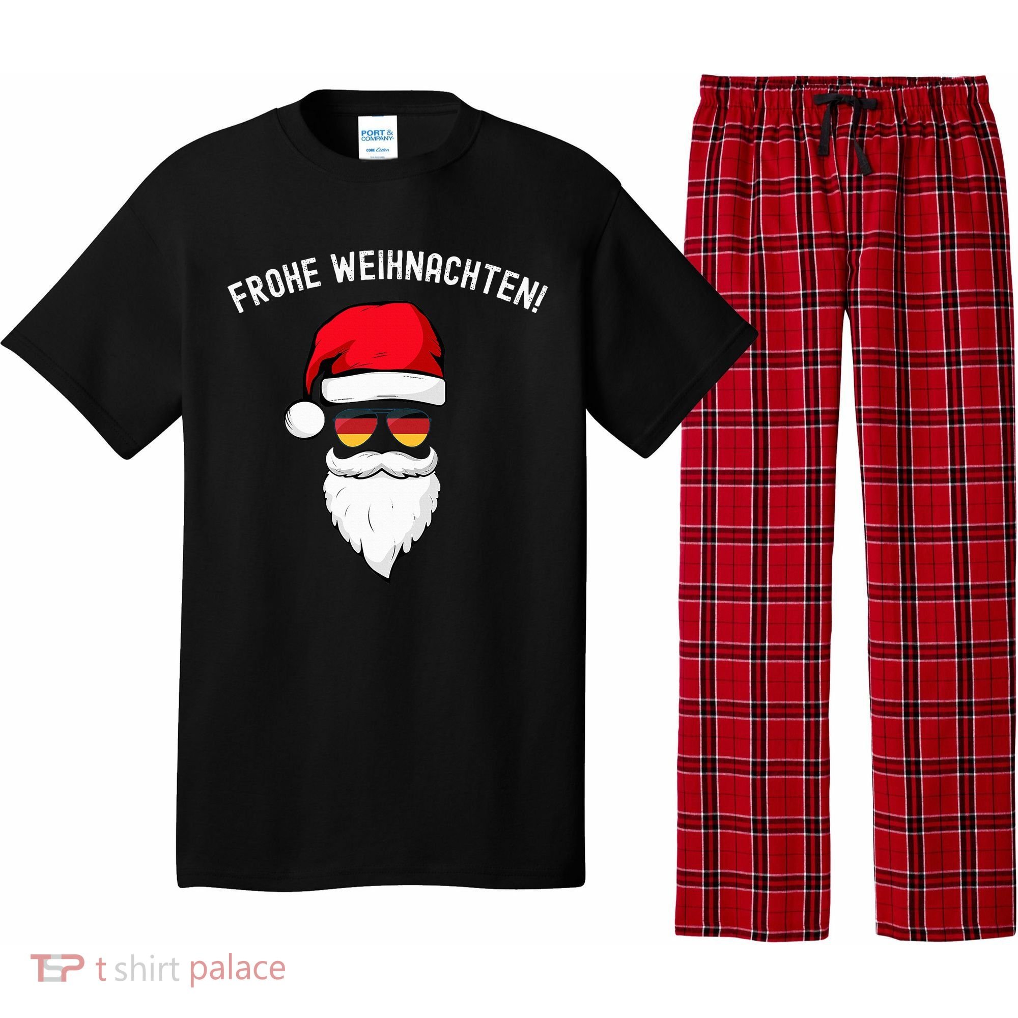 Frohe Weihnachten! German Santa Hat Germany Flag Sunglasses Pajama Set
