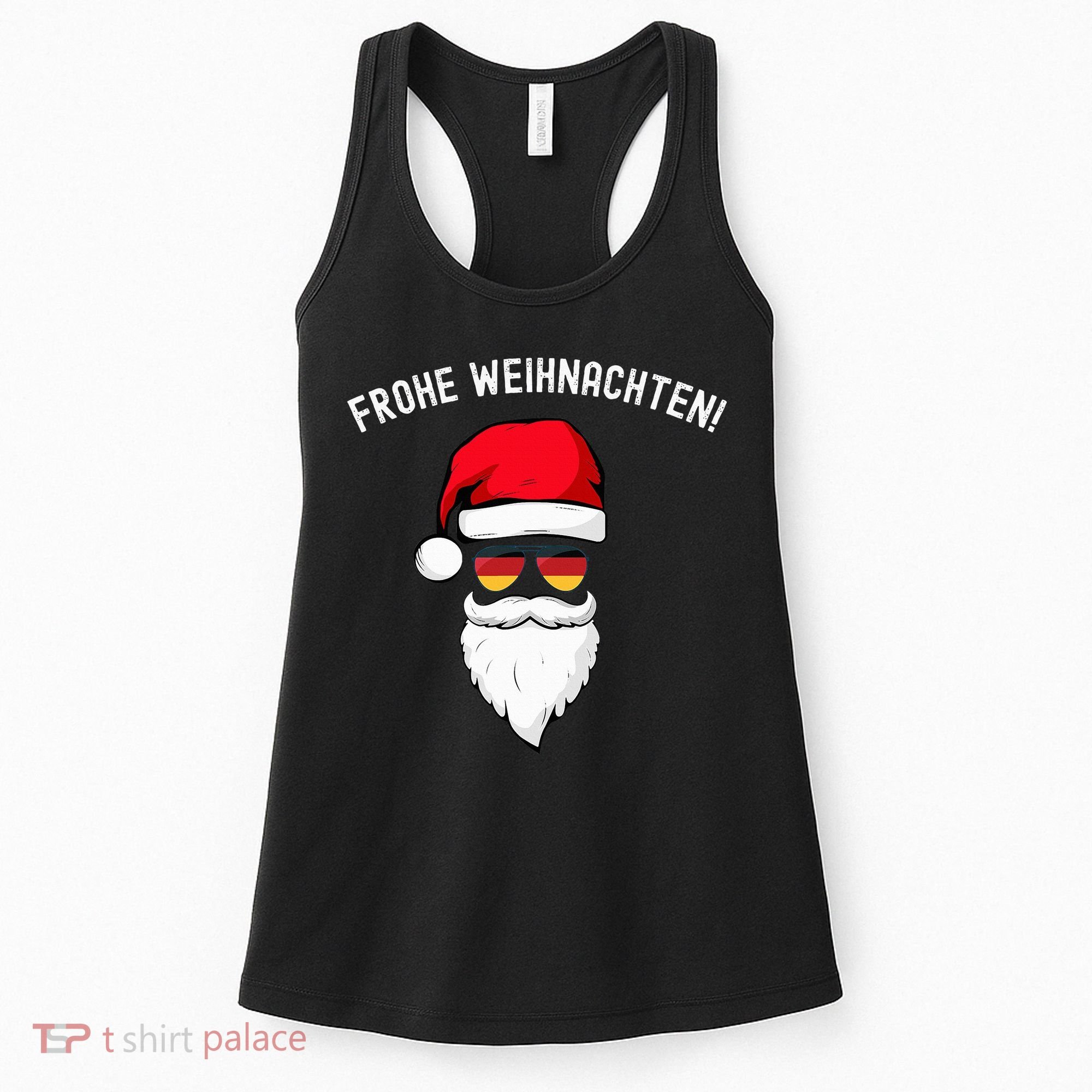 Frohe Weihnachten! German Santa Hat Germany Flag Sunglasses Women's Tank Top