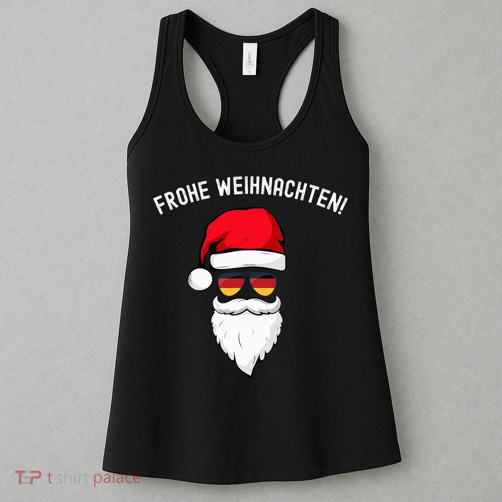 Frohe Weihnachten! German Santa Hat Germany Flag Sunglasses Women's Tank Top