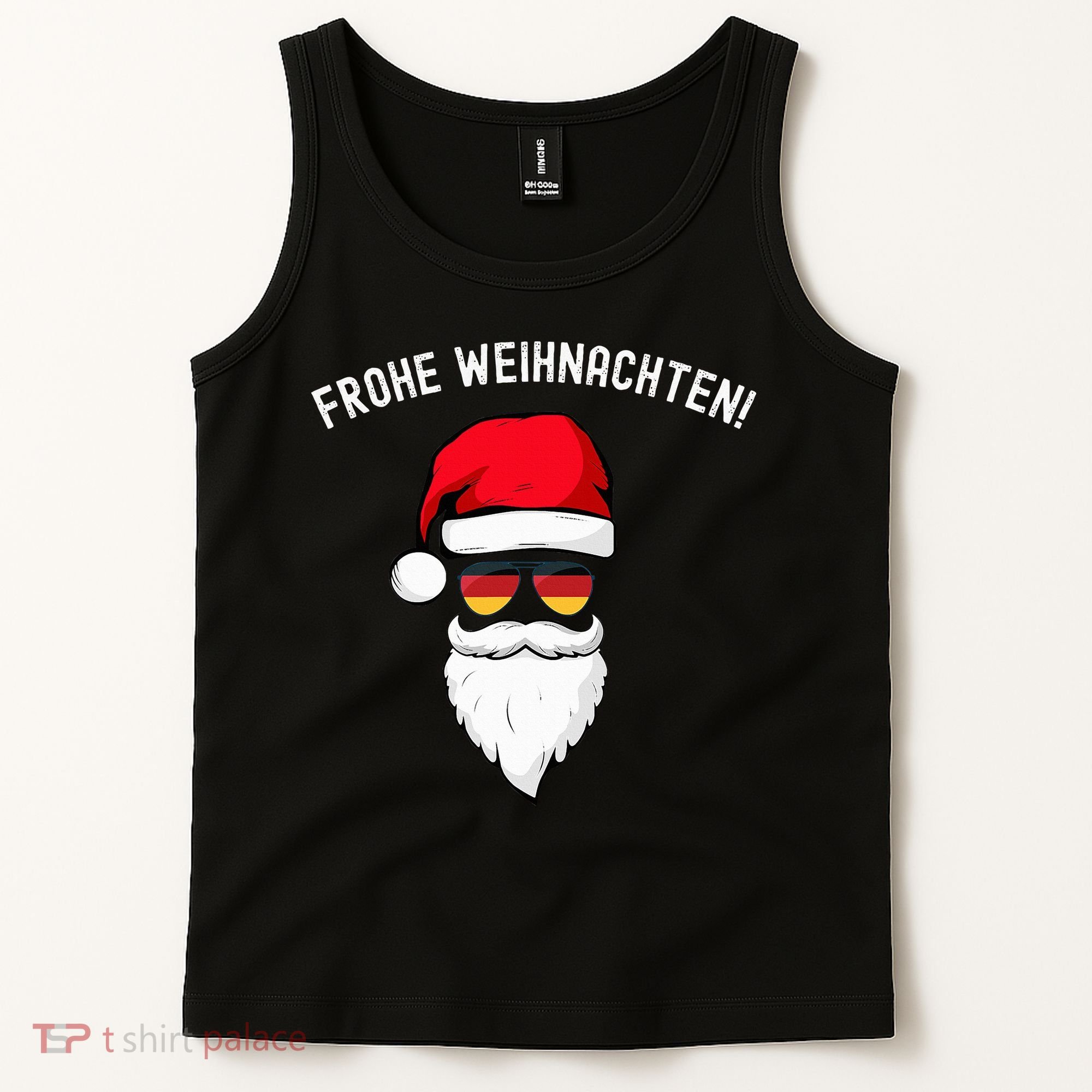 Frohe Weihnachten! German Santa Hat Germany Flag Sunglasses Tank Top