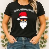 Frohe Weihnachten! German Santa Hat Germany Flag Sunglasses Women's T-Shirt thumb 2