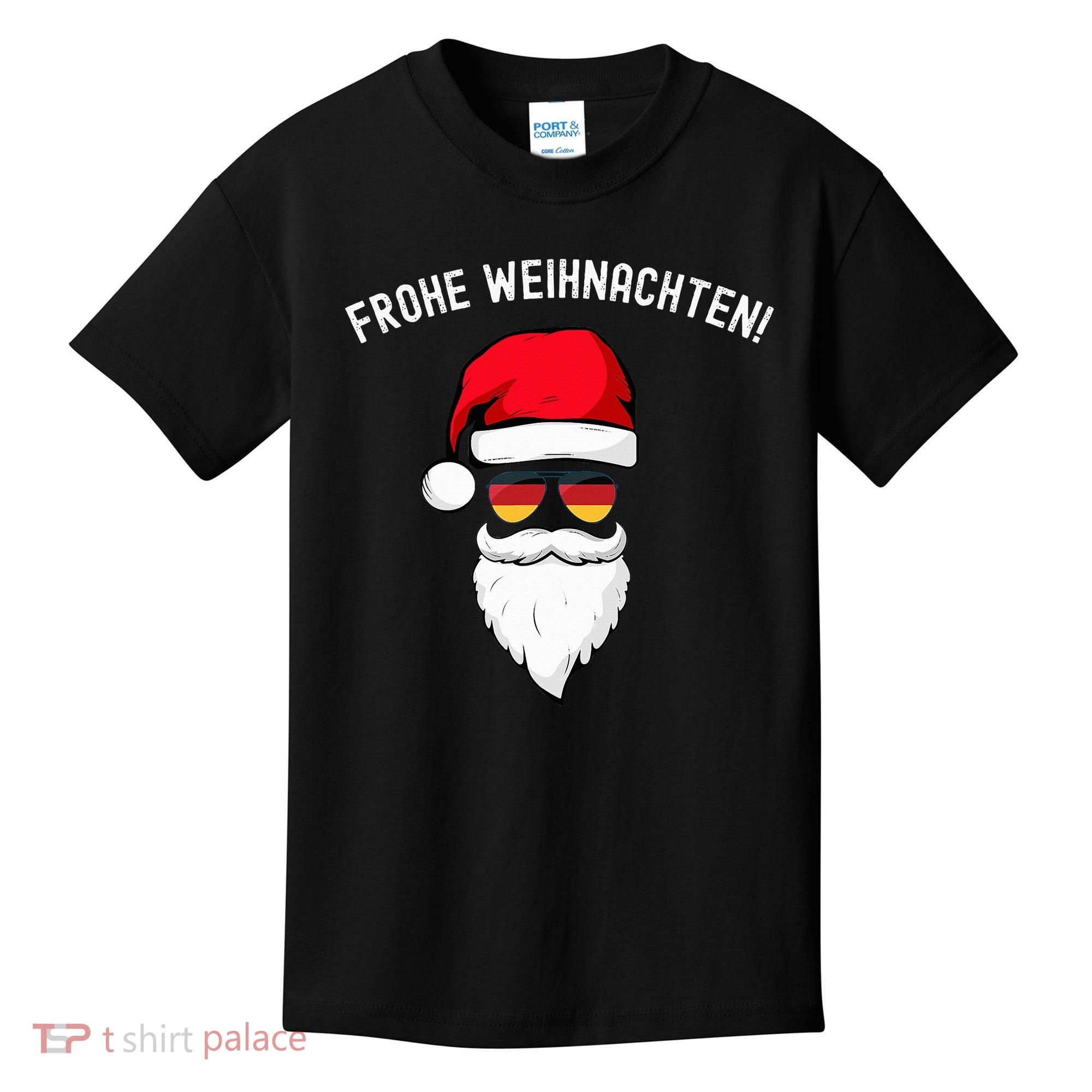 Frohe Weihnachten! German Santa Hat Germany Flag Sunglasses Kids T-Shirt