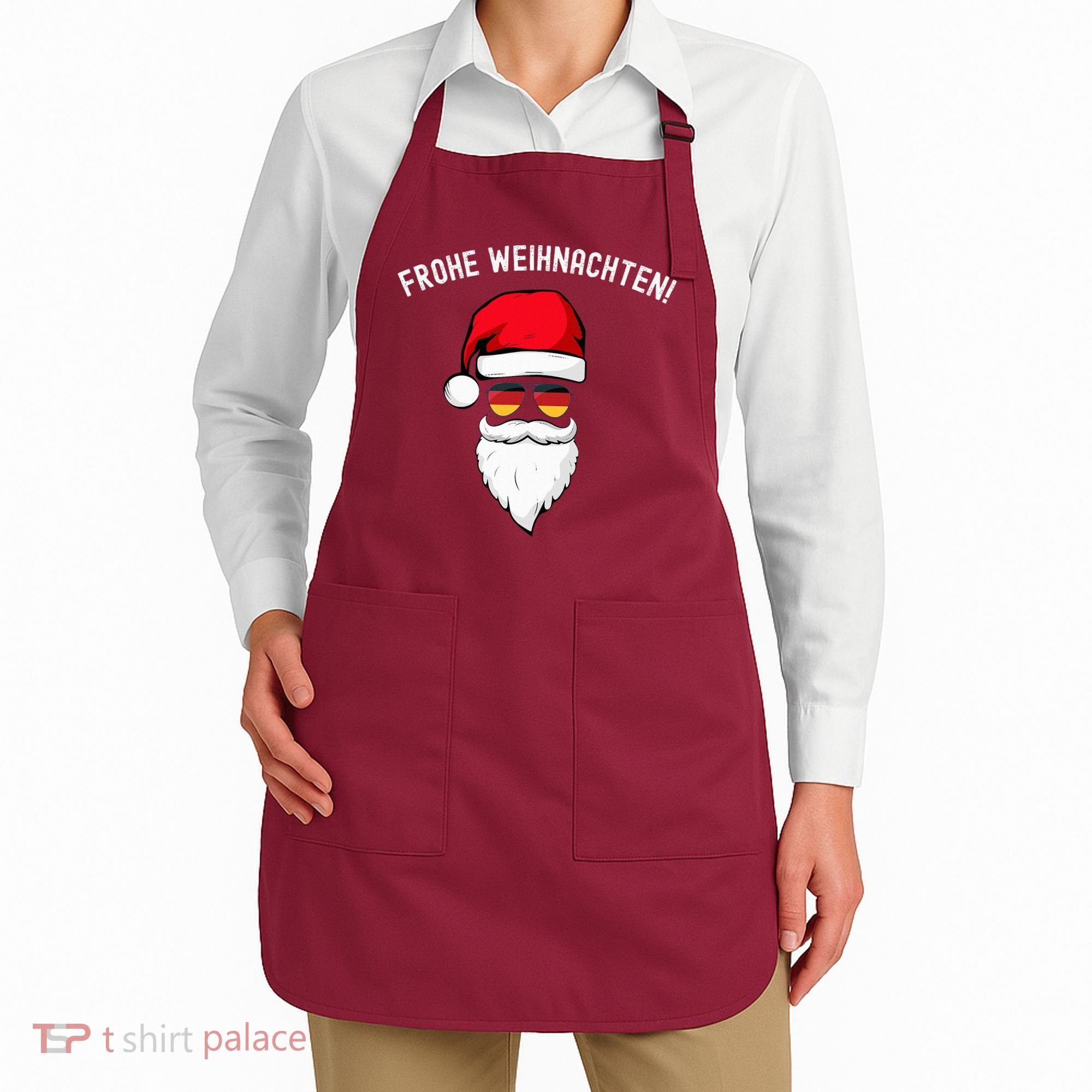 Frohe Weihnachten! German Santa Hat Germany Flag Sunglasses Apron