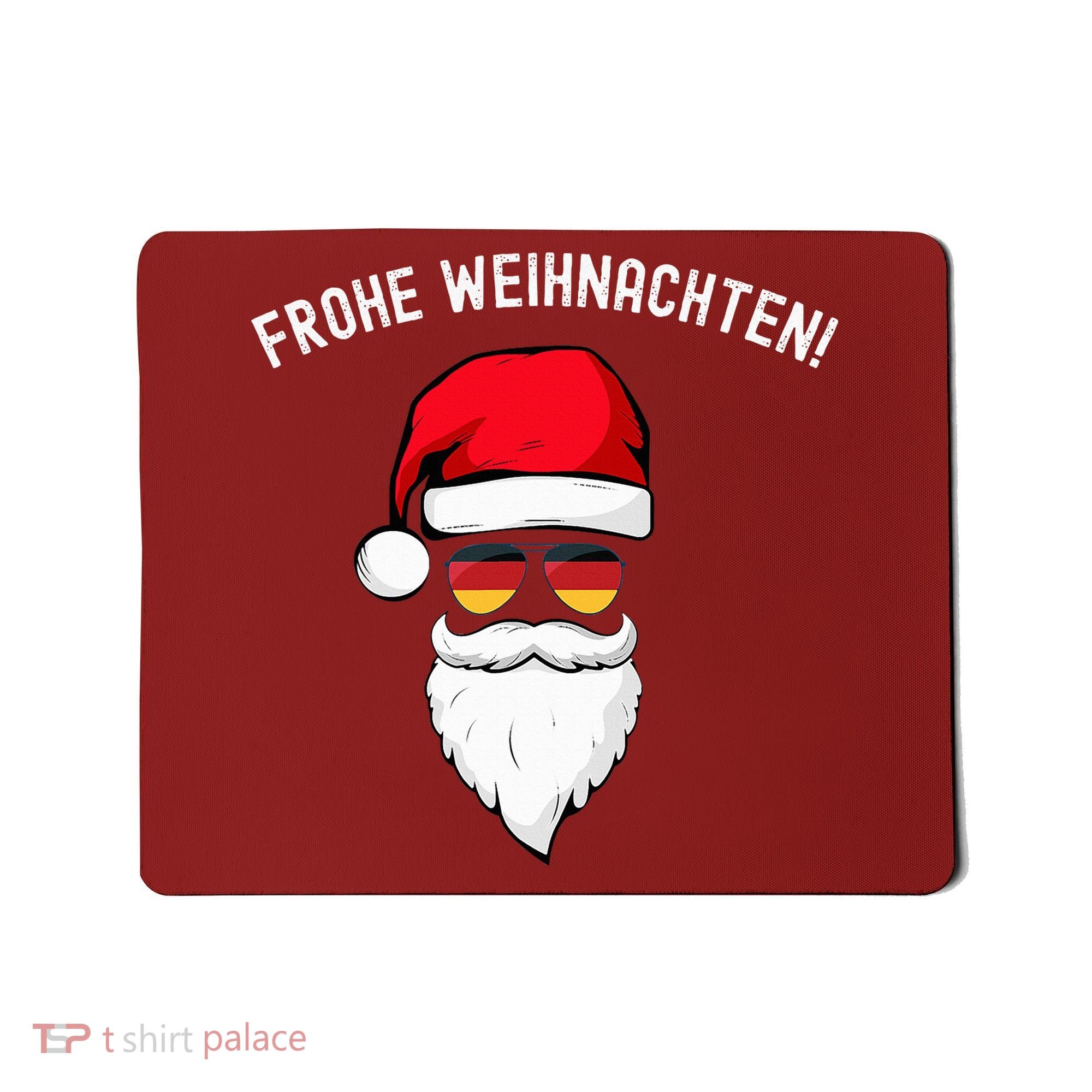 Frohe Weihnachten! German Santa Hat Germany Flag Sunglasses Mousepad