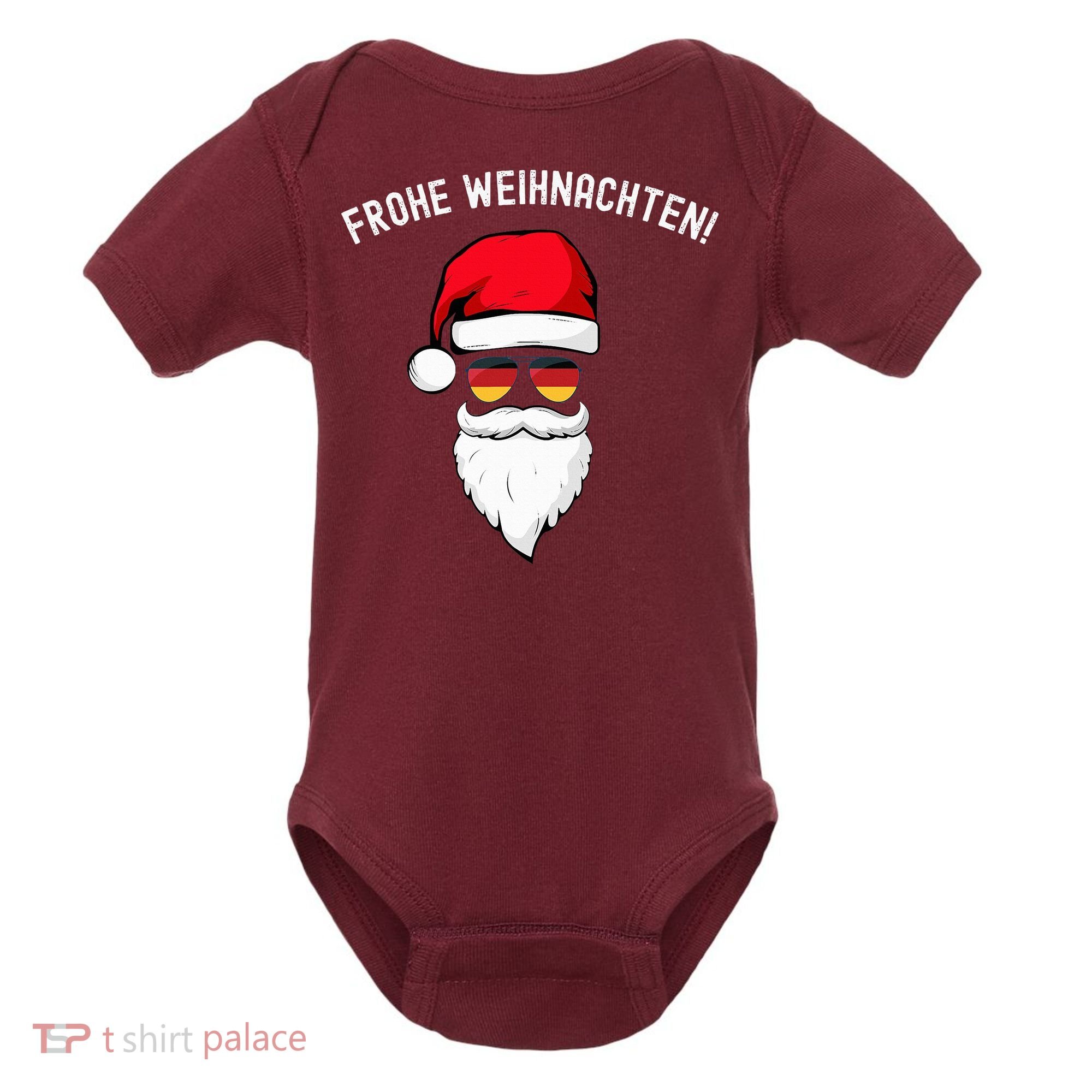 Frohe Weihnachten! German Santa Hat Germany Flag Sunglasses Baby Bodysuit