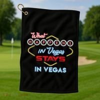 Funny What Happens In Vegas Stays In Vegas Gift Golf Towel thumb 1