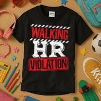 Funny Walking HR Violation Politically Incorrect Kids T-Shirt thumb 3