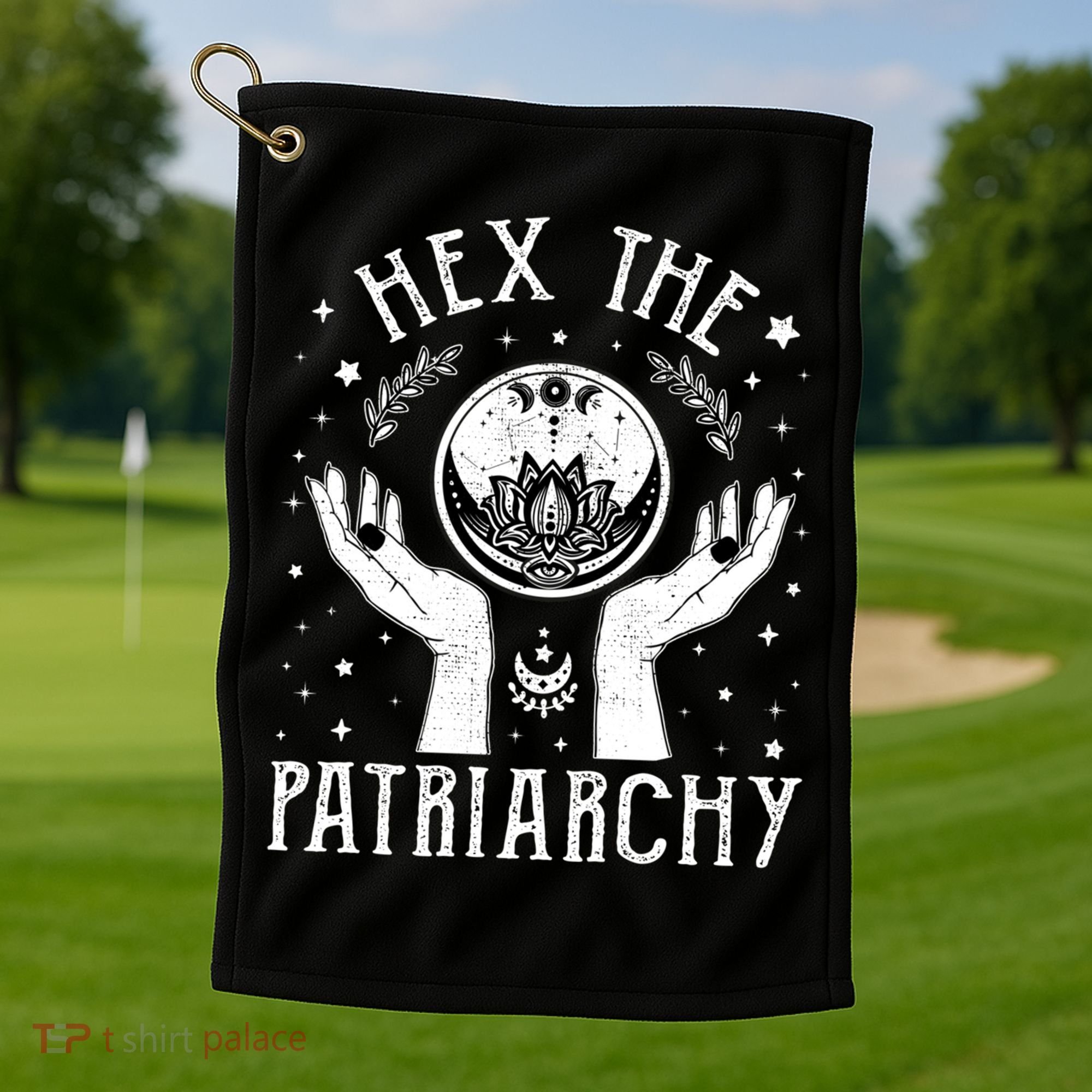 Feminist Witch Hex The Patriarchy Halloween Witch Vibes Great Gift Golf Towel