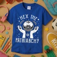Feminist Witch Hex The Patriarchy Halloween Witch Vibes Great Gift Kids T-Shirt thumb 3