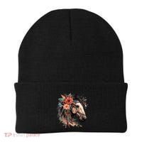 Floral Wild Horse Country Horse Riding Meaningful Gift Beanie thumb 0