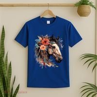 Floral Wild Horse Country Horse Riding Meaningful Gift T-Shirt thumb 2