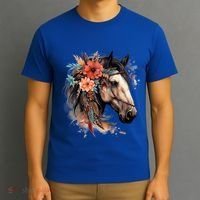 Floral Wild Horse Country Horse Riding Meaningful Gift T-Shirt thumb 3