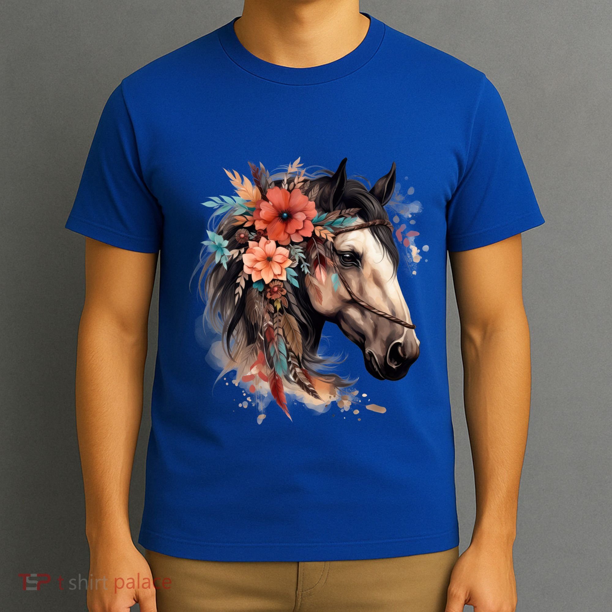 Floral Wild Horse Country Horse Riding Meaningful Gift T-Shirt