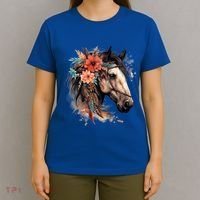 Floral Wild Horse Country Horse Riding Meaningful Gift T-Shirt thumb 4