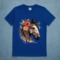 Floral Wild Horse Country Horse Riding Meaningful Gift T-Shirt thumb 5