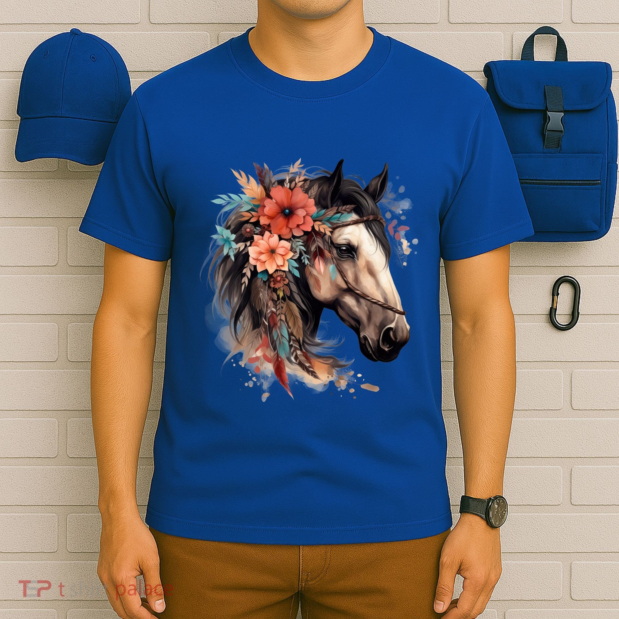 Floral Wild Horse Country Horse Riding Meaningful Gift T-Shirt
